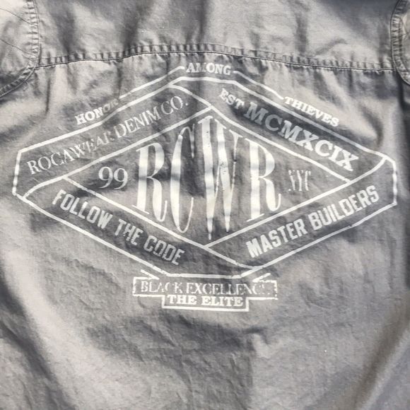 Rocawear Other - Rocawear Button Up Hip Hop Shirt Cotton Long Sleeve Mens Sz 3XL XXXL Gray